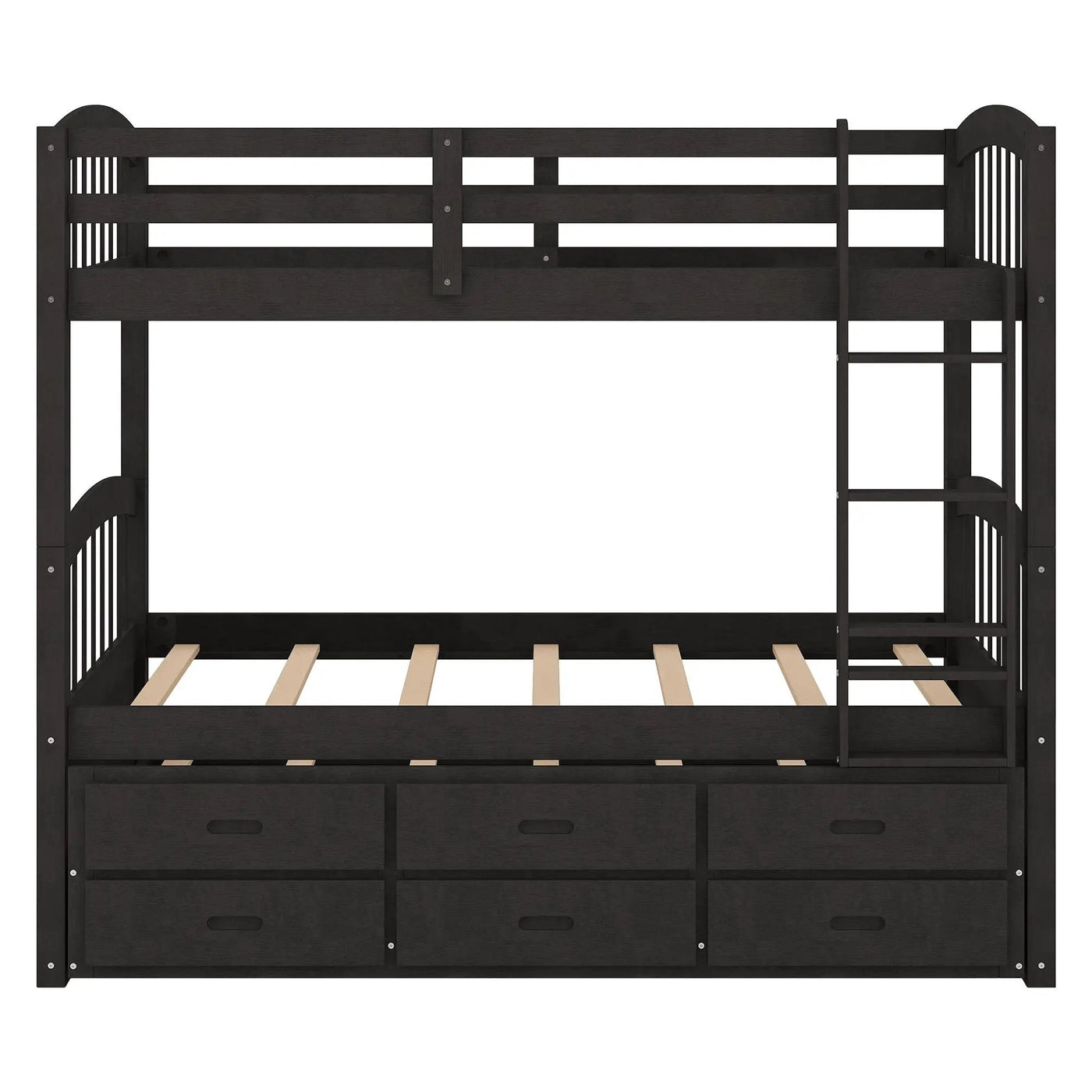 Bunk Bed With Trundle And Drawers, Arched Headboard And Footboard by Unique Piece Furniture