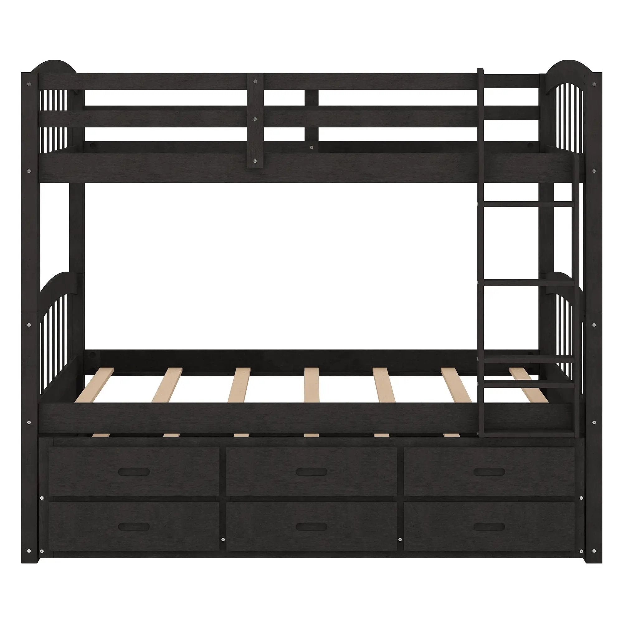 Bunk Bed With Trundle And Drawers, Arched Headboard And Footboard by HouseOfZazla