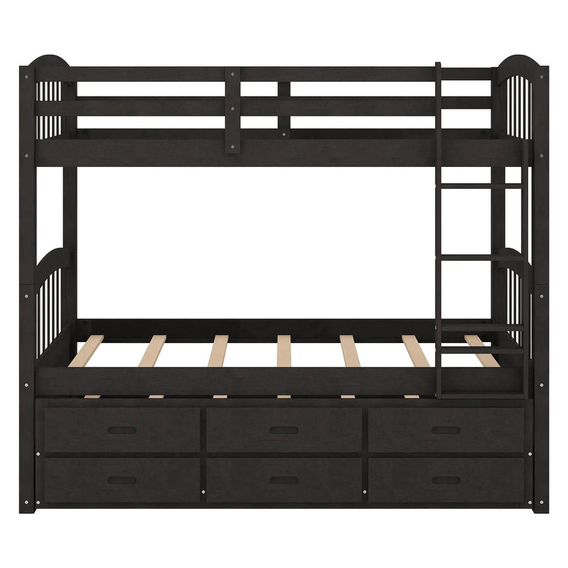 Bunk Bed With Trundle And Drawers, Arched Headboard And Footboard by HouseOfZazla