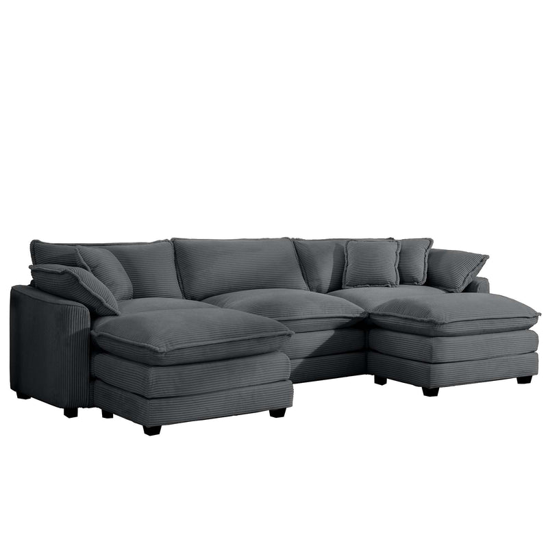Modern Oversized Modular Cushion Sofa With Ottoman, Low Back, Deep Seating Sofa Set by Unique Piece Furniture