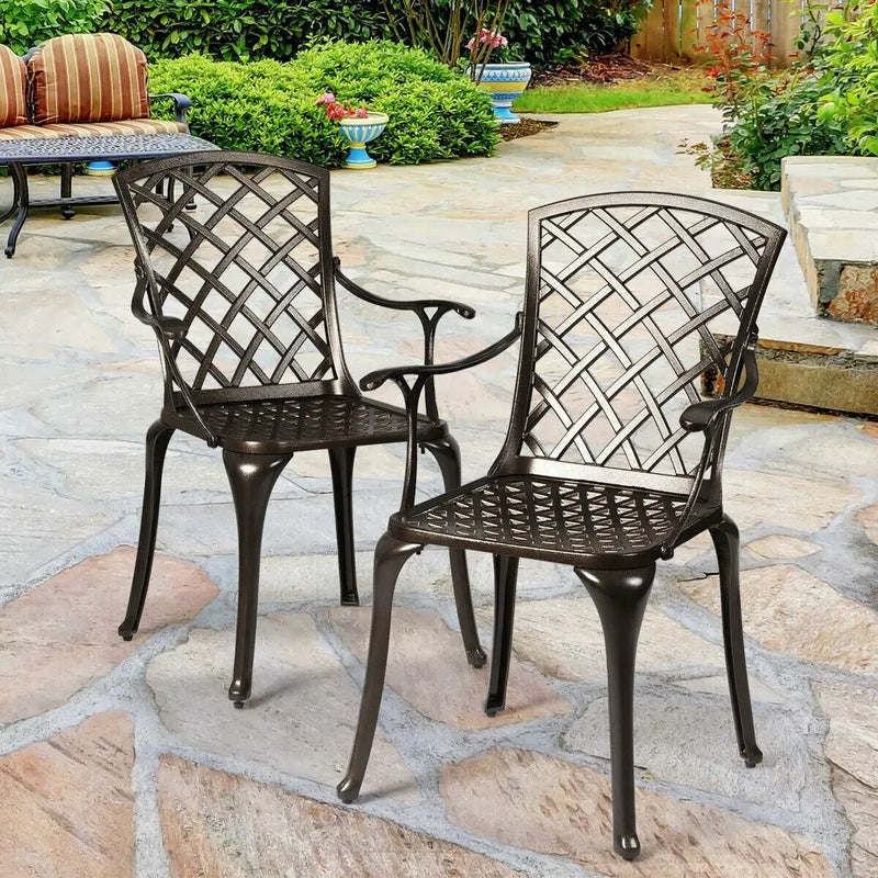 Outdoor Aluminum Dining Set of 2 Patio Bistro Chairs by DirectDeals