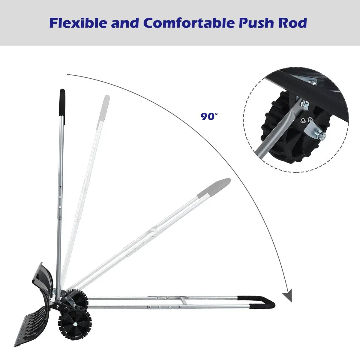 Rolling Snow Pusher Shovel with Adjustable Handle by DirectDeals