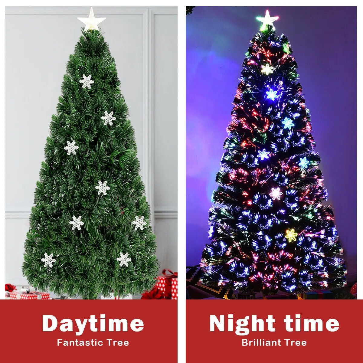 LED Optic Artificial Christmas Tree with Snowflakes by DirectDeals