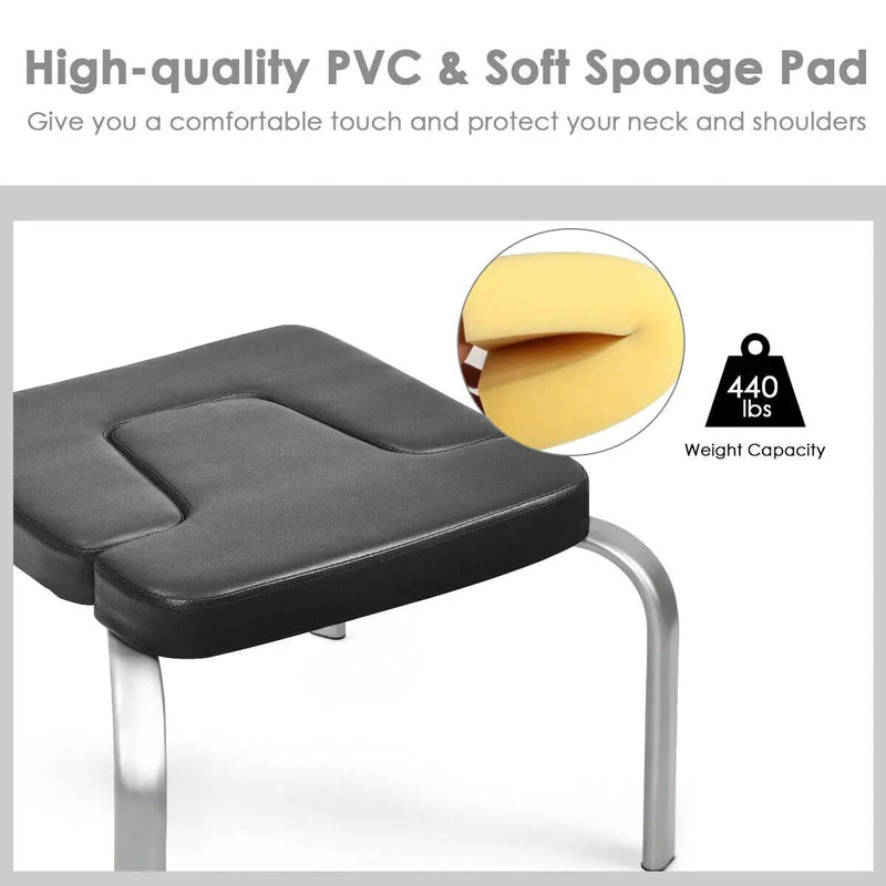 Yoga Iron Headstand Bench with PVC Pads for Family Gym-Black by DirectDeals