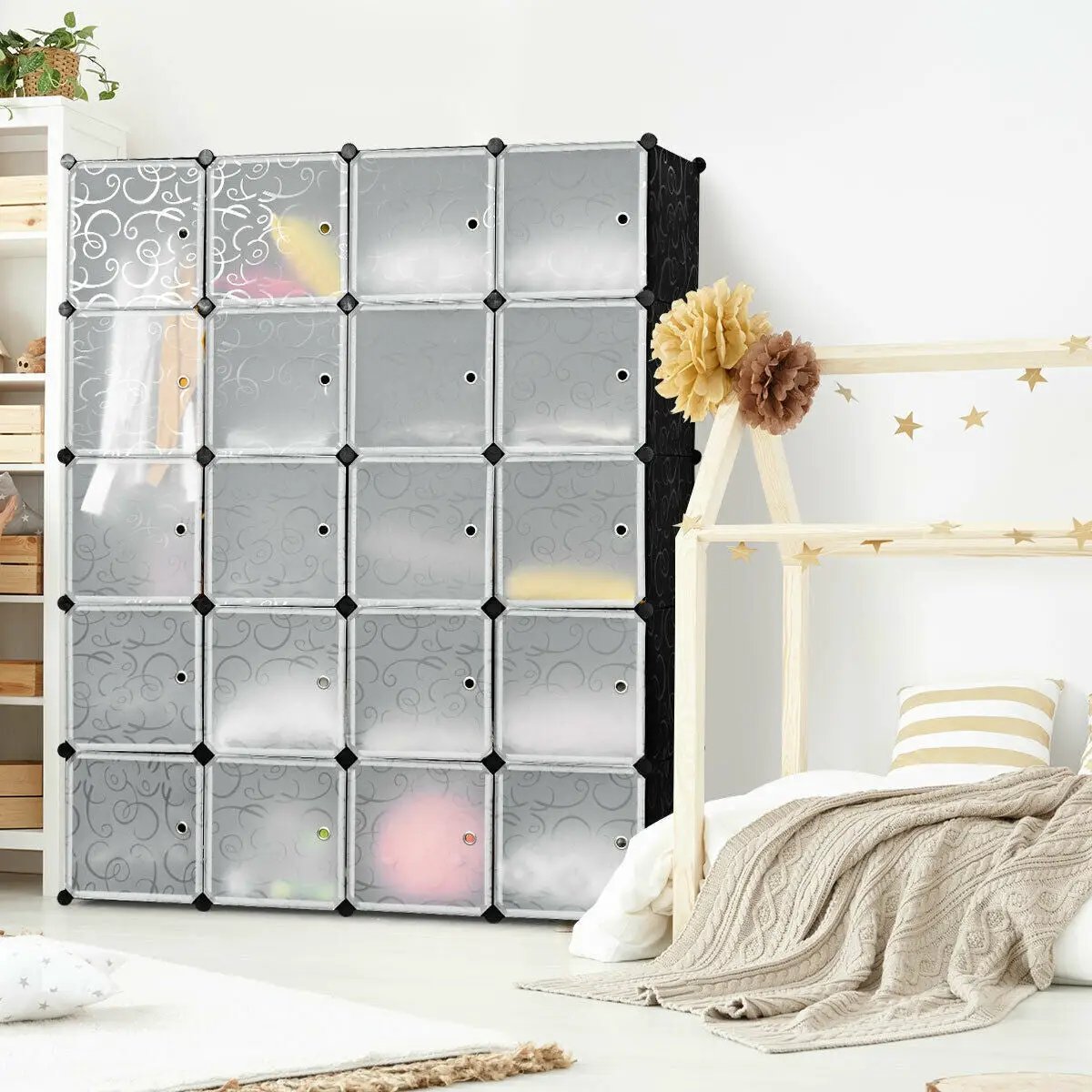 20-Cube DIY Plastic Cube Storage Organizer with Doors by DirectDeals