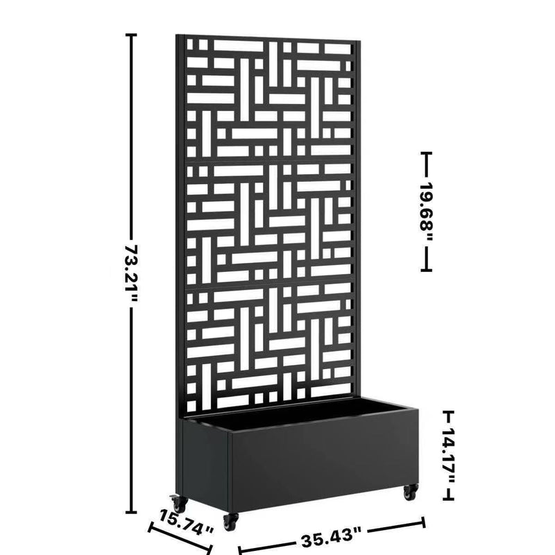 Metal Planter Box with Trellis, 73"x35"x16" Raised Garden Bed by HouseOfZazla