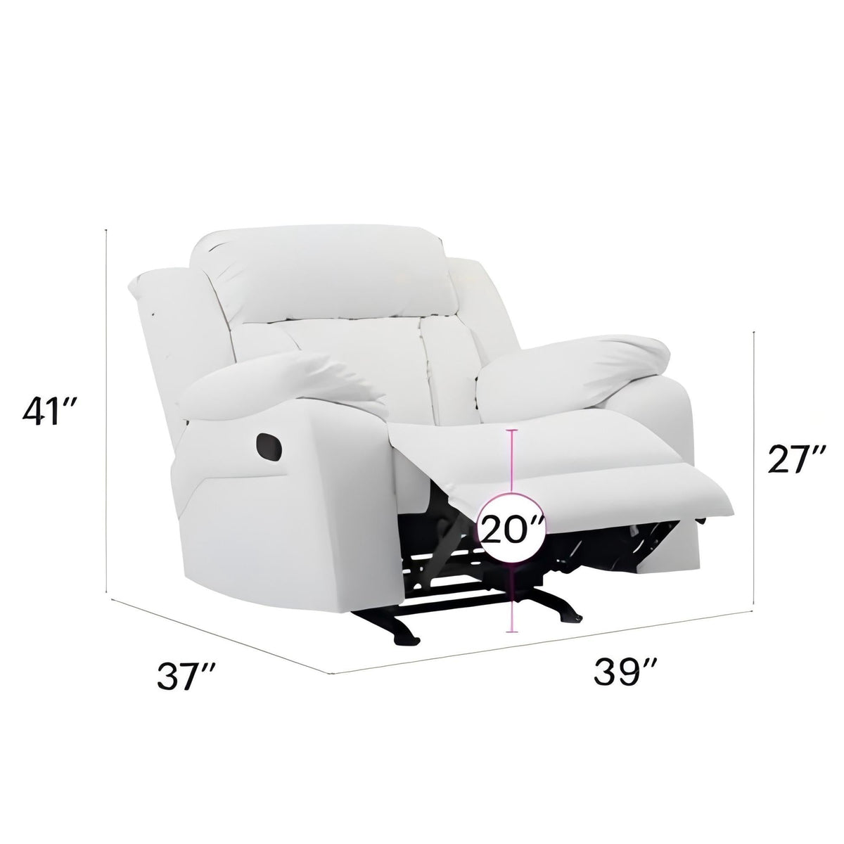 Comfortable Rocking Motion Recliner Chair with Rocking Feature - Dark Gray, White, Black, or Dark Brown, photo 19 of 21