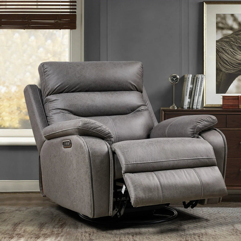 Liyasi - Dual Okin Motor Rocking And 240° Swivel Single Sofa Seat Recliner Chair Infinite Position, Head Rest With Power Function by Unique Piece Furniture