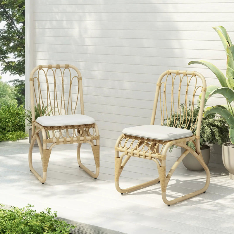 Outdoor Wicker Dining Chairs With Washable Cushions (Set of 2) by HouseOfZazla