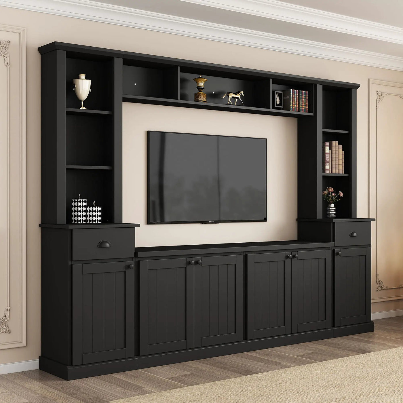 Minimalist Entertainment Wall Unit Set With Bridge For TVs Up To 75" by Unique Piece Furniture