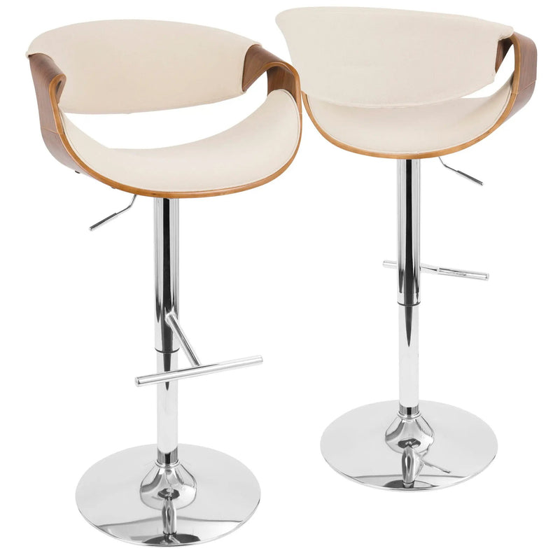 Curvo - Mid Century Modern Adjustable Barstool With Swivel With Straight T Footrest by Unique Piece Furniture