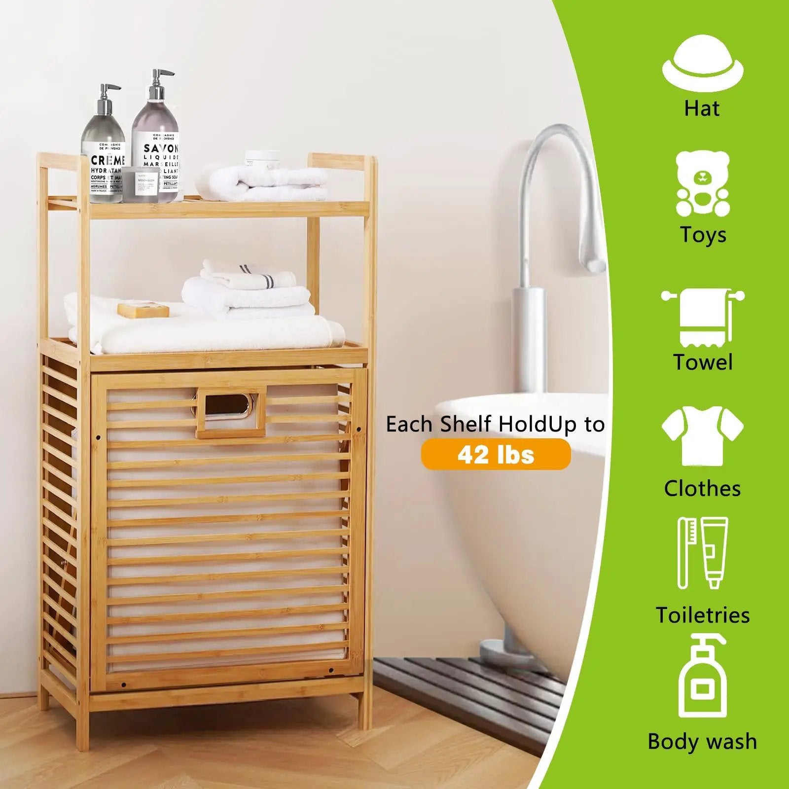 Laundry Hamper with 2-Tier Shelves & Tilt-Out Basket by HouseOfZazla