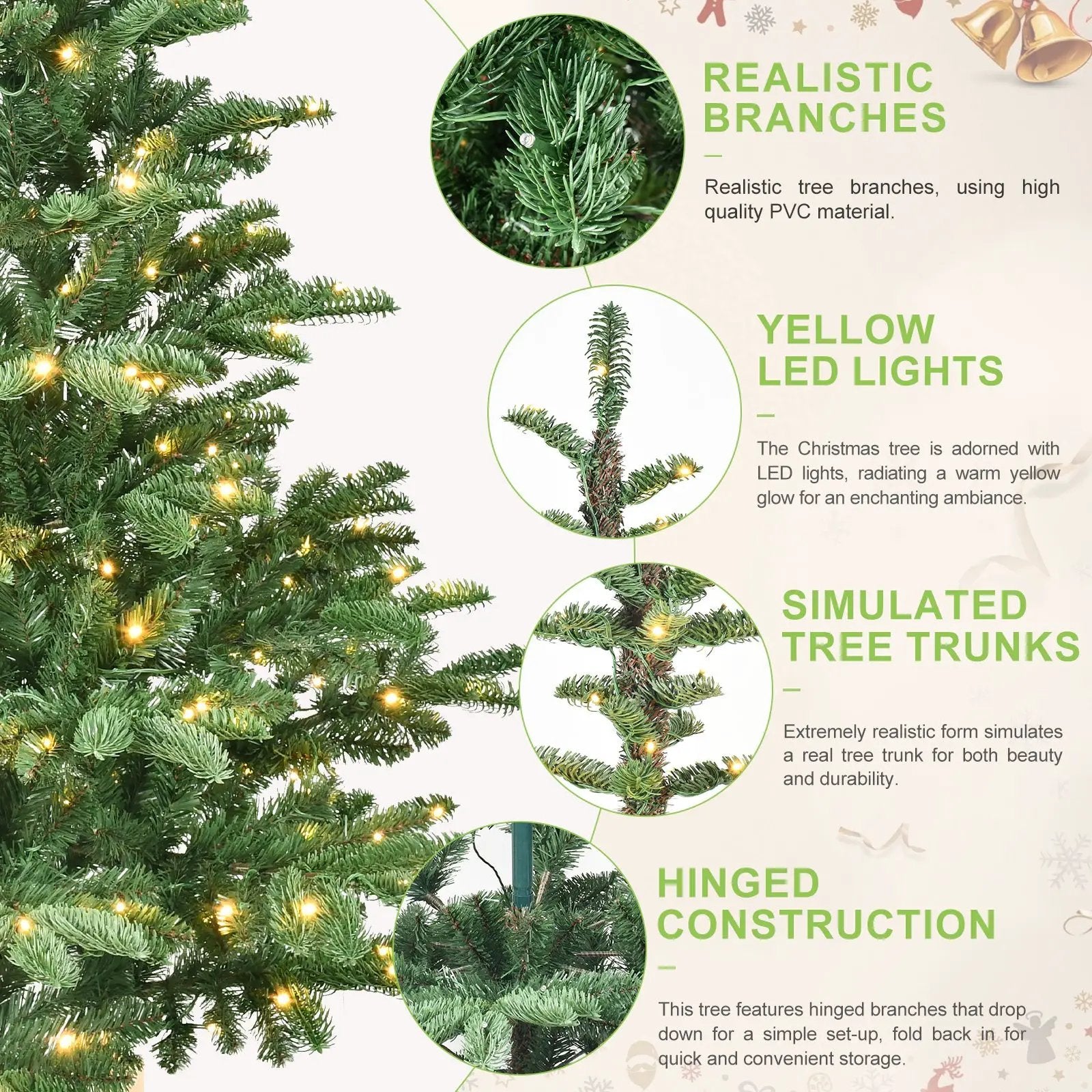 8ft Pre-Lit Christmas Tree with 500 Warm LED Lights by HouseOfZazla