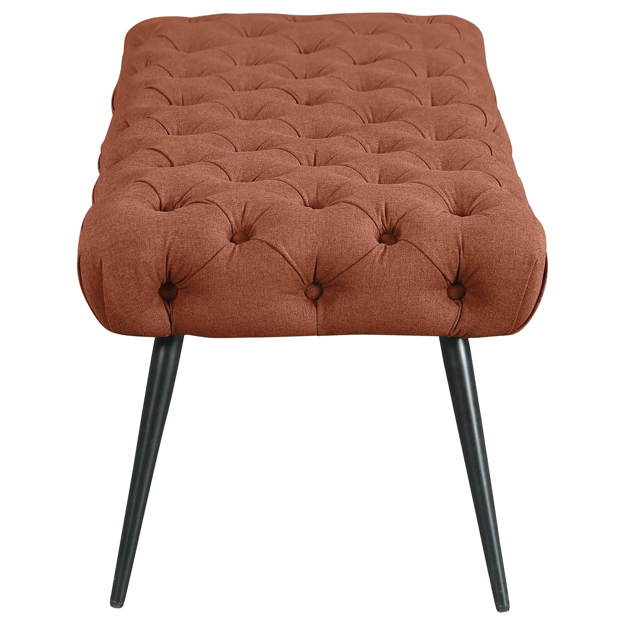 Ella Upholstered Tufted Bench Metal Legs Rust by Unique Piece Furniture