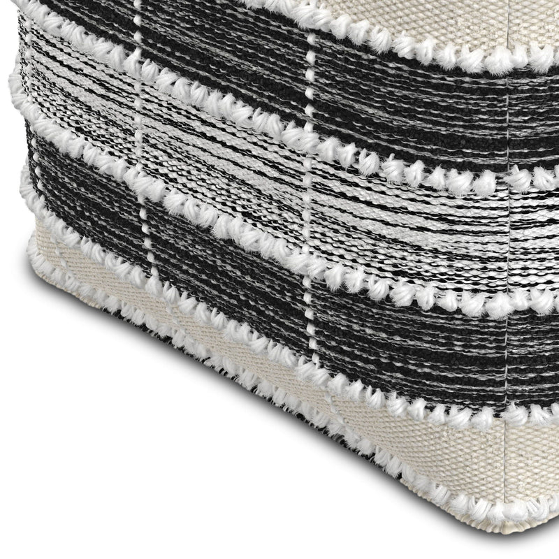 Barley - Square Pouf - White / Beige / Black by HouseOfZazla