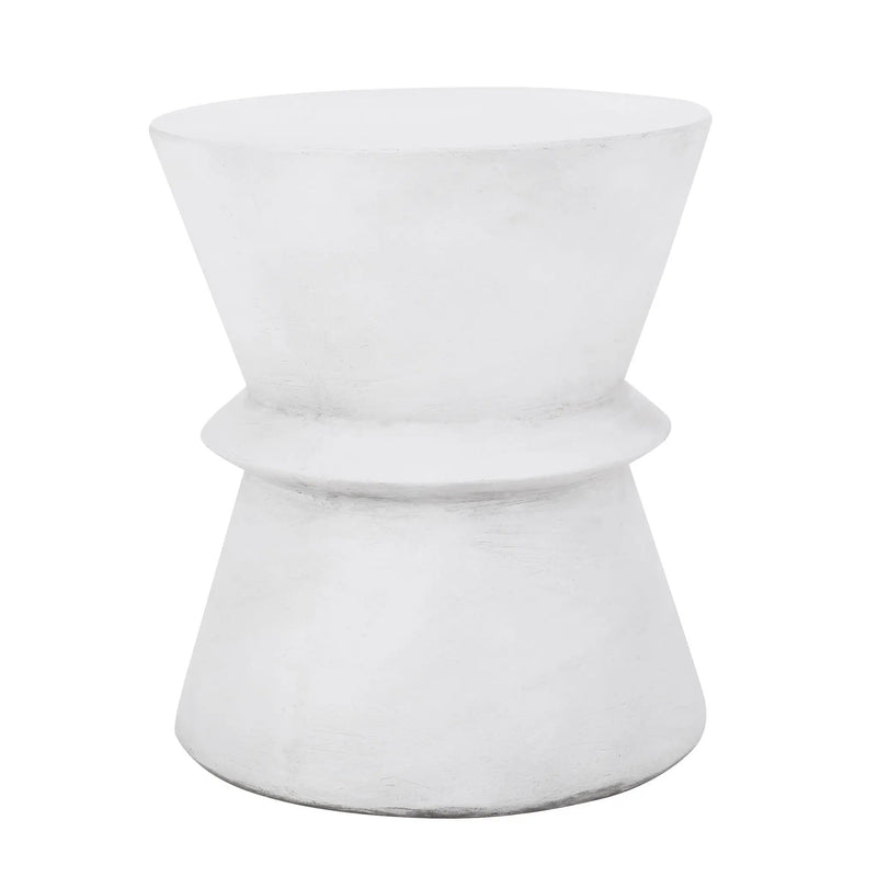 Outdoor Lightweight Concrete End Table With Hourglass Structure - Antique White by HouseOfZazla