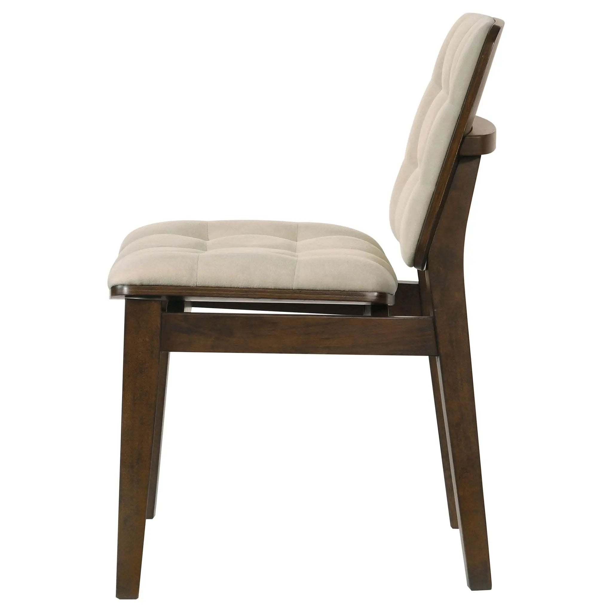Redbridge Velvet Upholstered Side Chair Cream and Walnut (Set of 2) by Unique Piece Furniture