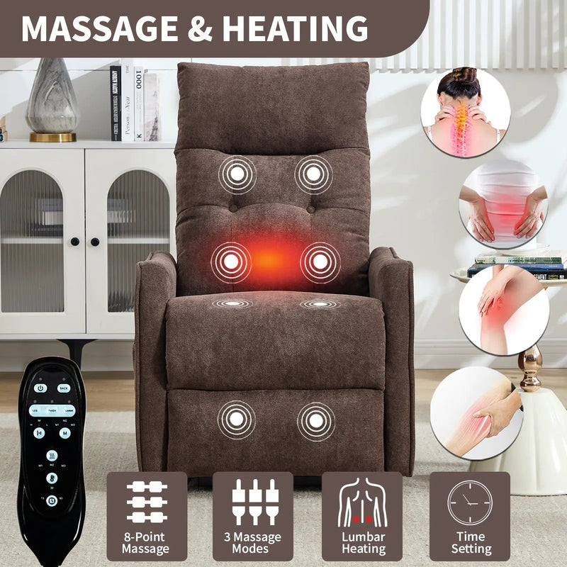 Brown Chenille Single Motor Power Lift Recliner Chair by HouseOfZazla