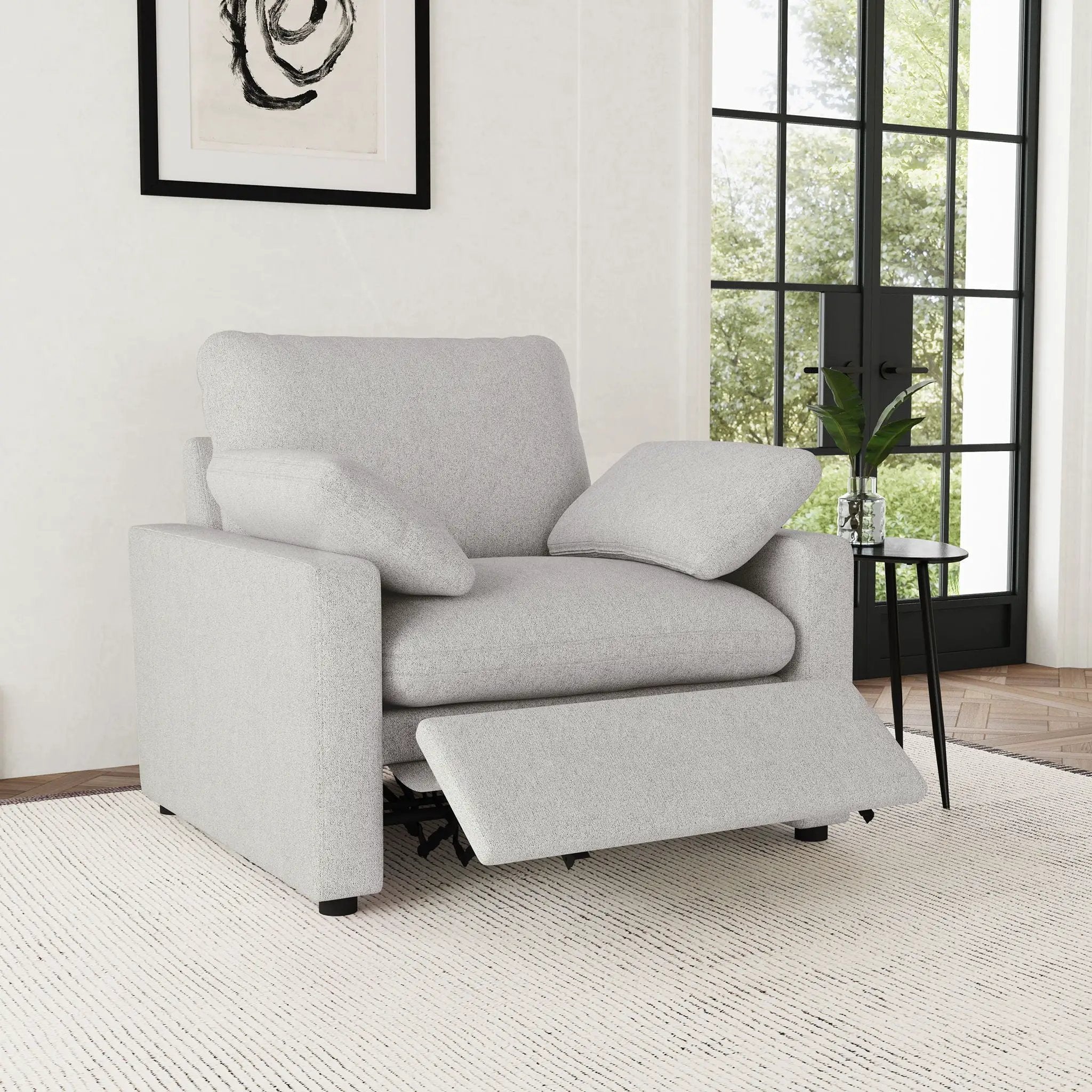 Collins Upholstered Power Recliner Chair Grey by Unique Piece Furniture