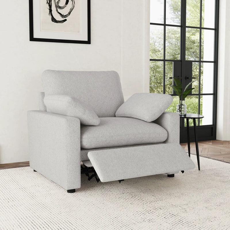 Collins Upholstered Power Recliner Chair Grey by Unique Piece Furniture