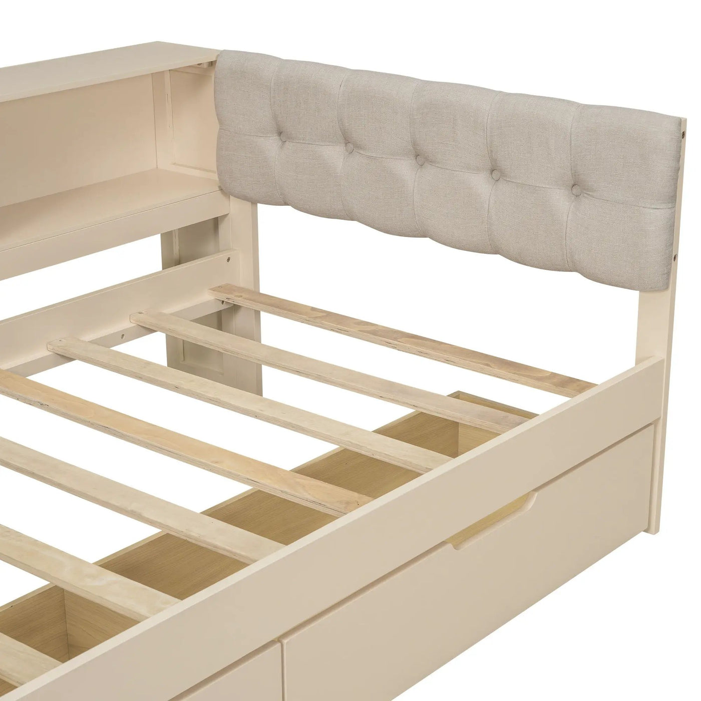 Upholstered Headboard Platform Bed With Storage Shelves, Drawers, Charging Station by HouseOfZazla