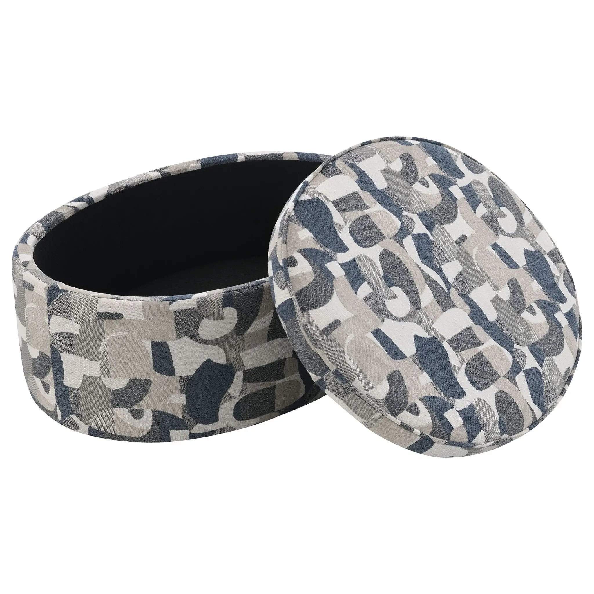 Tomkins Oval Upholstered Storage Ottoman Indigo Blue by Unique Piece Furniture
