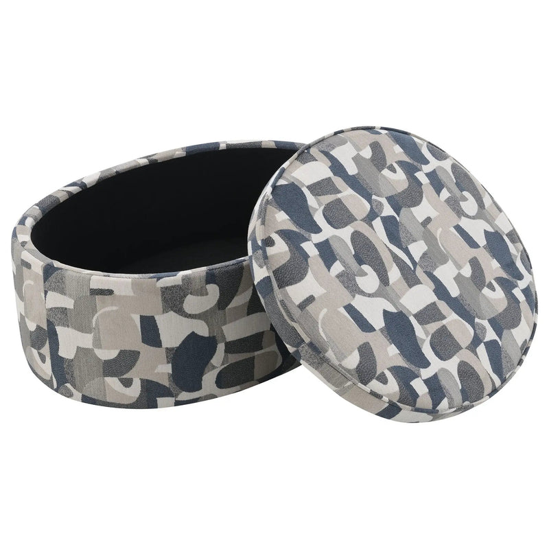 Tomkins Oval Upholstered Storage Ottoman Indigo Blue by Unique Piece Furniture