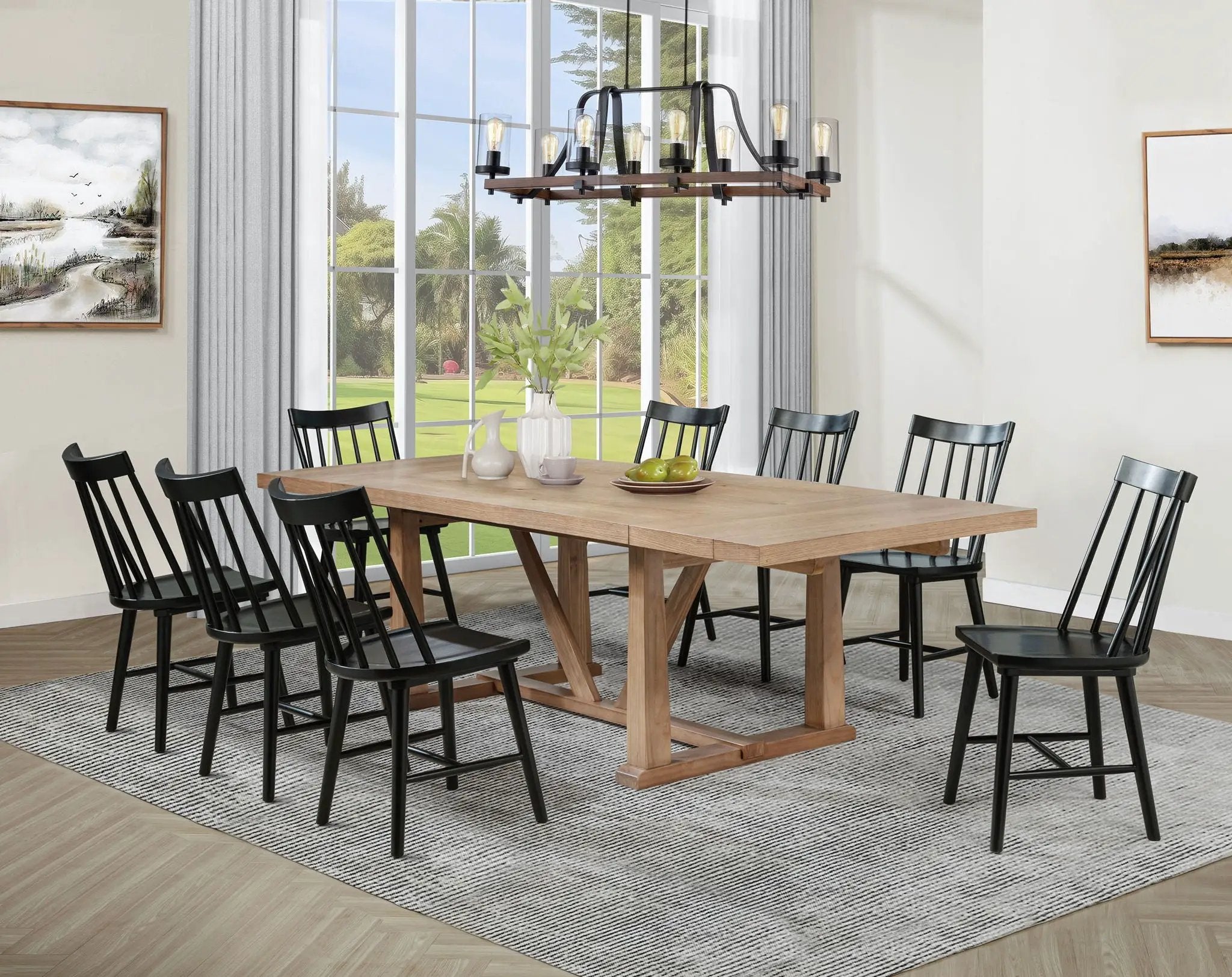 Middleton 9-piece Extension Leaf Dining Set Brown and Black by Unique Piece Furniture