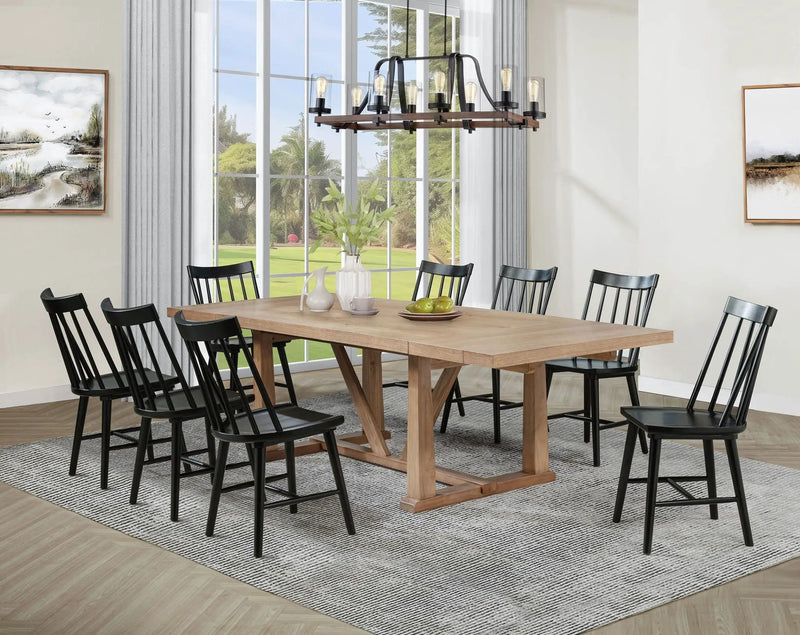Middleton 9-piece Extension Leaf Dining Set Brown and Black by Unique Piece Furniture