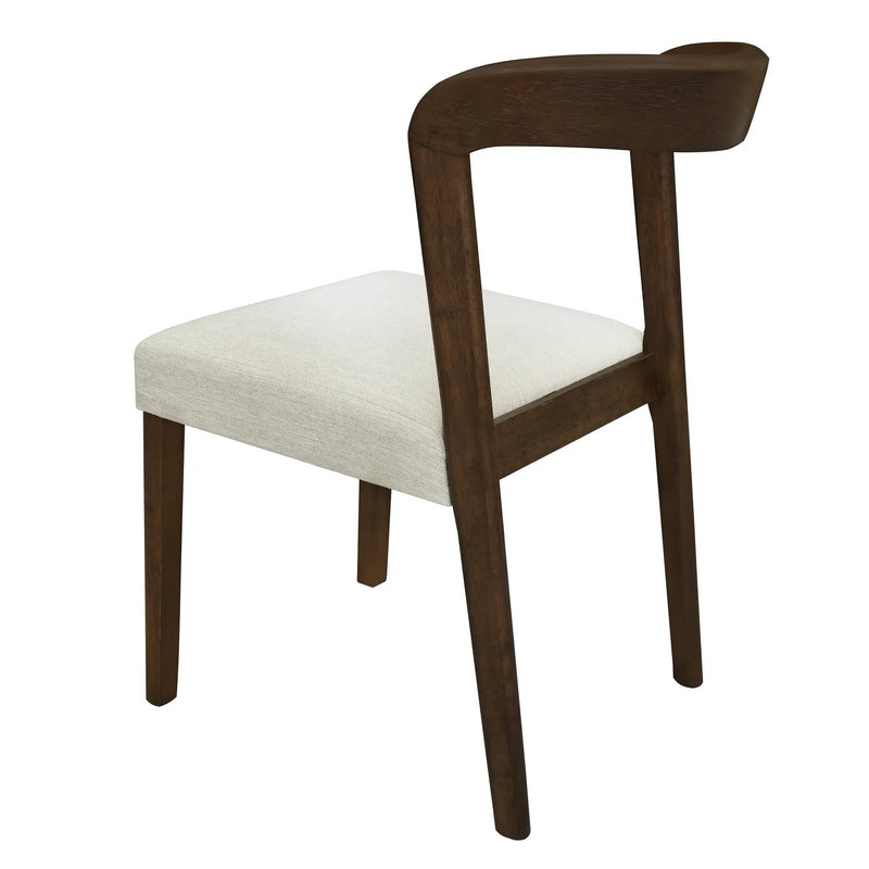 Solid Rubber Wood Dining Chairs (Walnut + Beige) Set of 2 by HouseOfZazla
