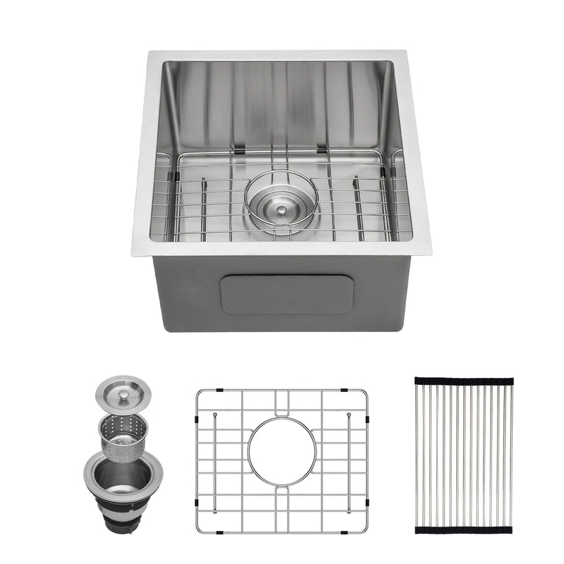 Modern Undermount Stainless Steel Kitchen Sink 16 Gauge, Deep Single Bowl by HouseOfZazla