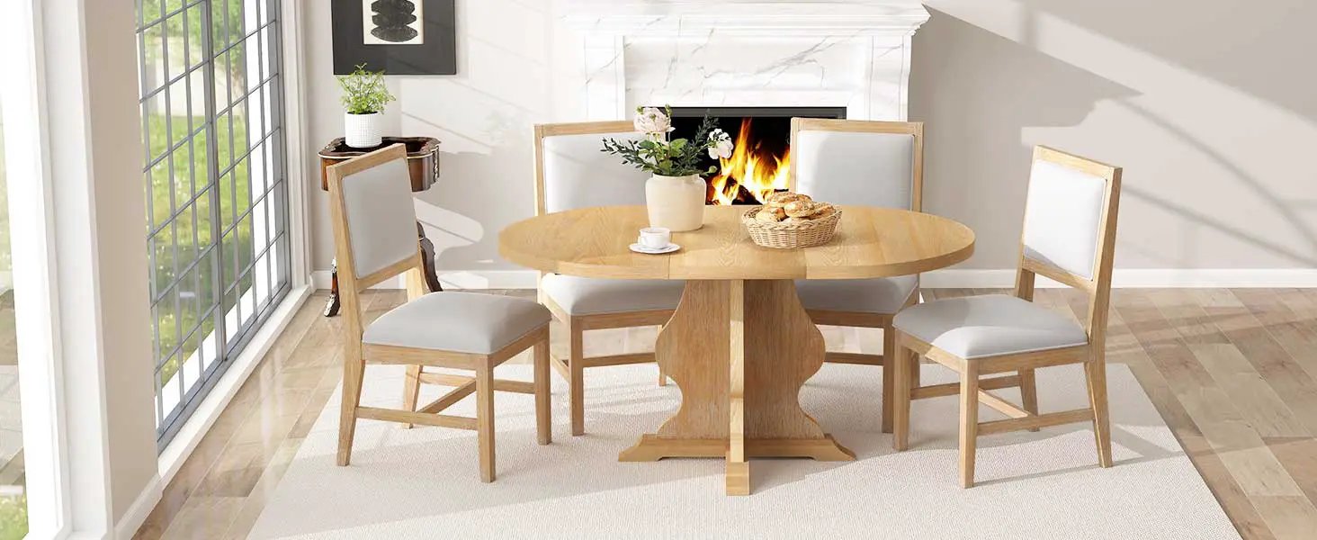 TREXM Farmhouse 5-Piece Dining Table Set by HouseOfZazla