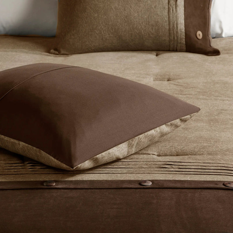 7 Piece Faux Suede Comforter Set Brown California King by HouseOfZazla