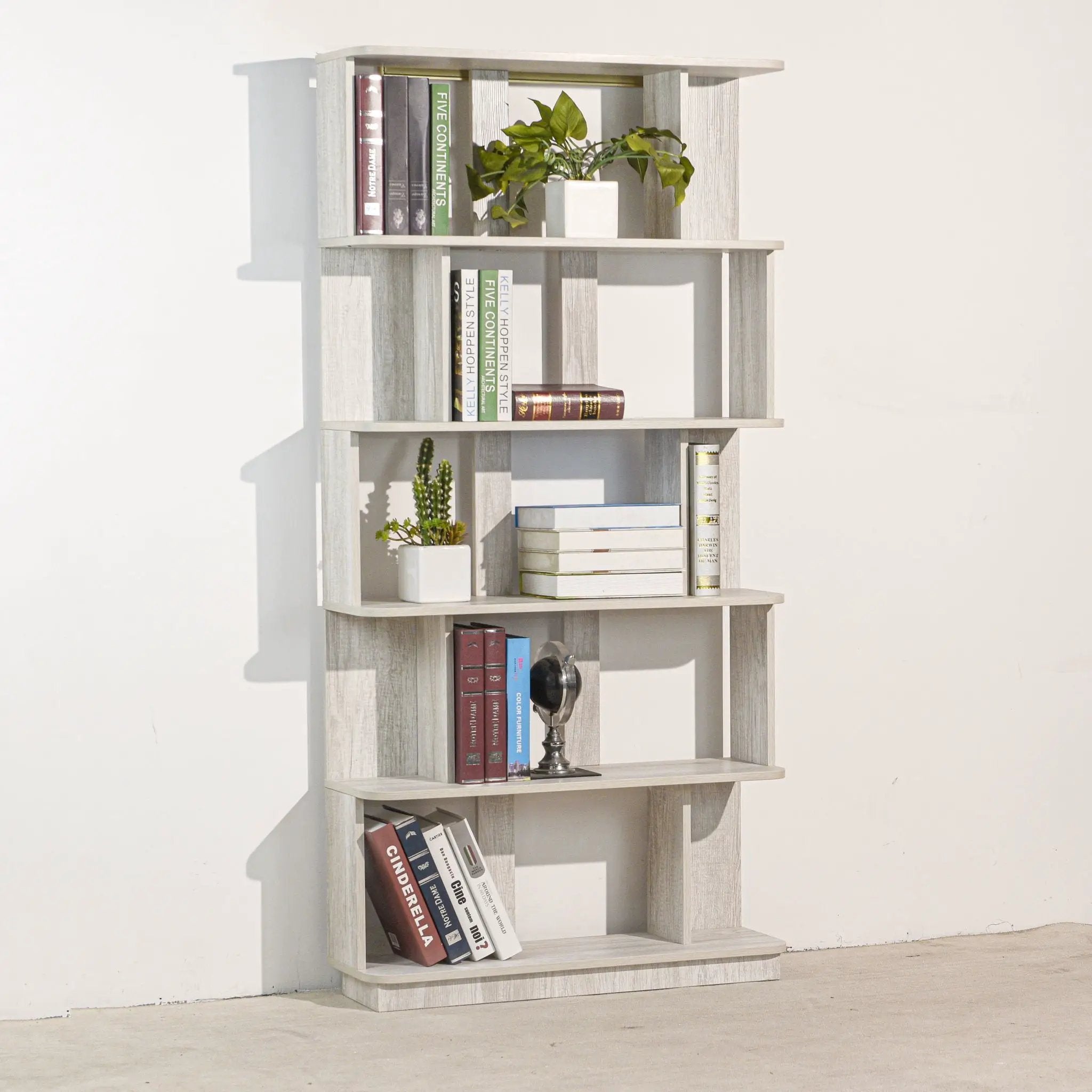 Modern 5 Tier Open Storage Bookcase