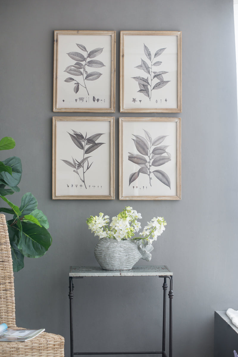 Botanical Wall Décor Set of 4 with Leaf Illustrations - Black & White, photo 5 of 10