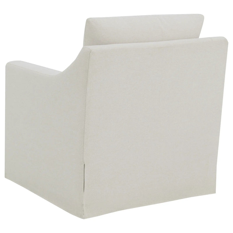 Winter Upholstered Sloped Arm Accent Swivel Chair Beige by Unique Piece Furniture