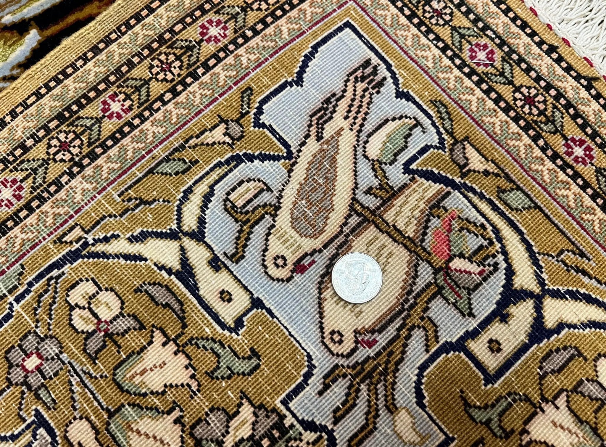 Persian Qum Pictorial Rug 4.8 x 6.5 - Layla & Majnun, Birds by Jewel Rugs