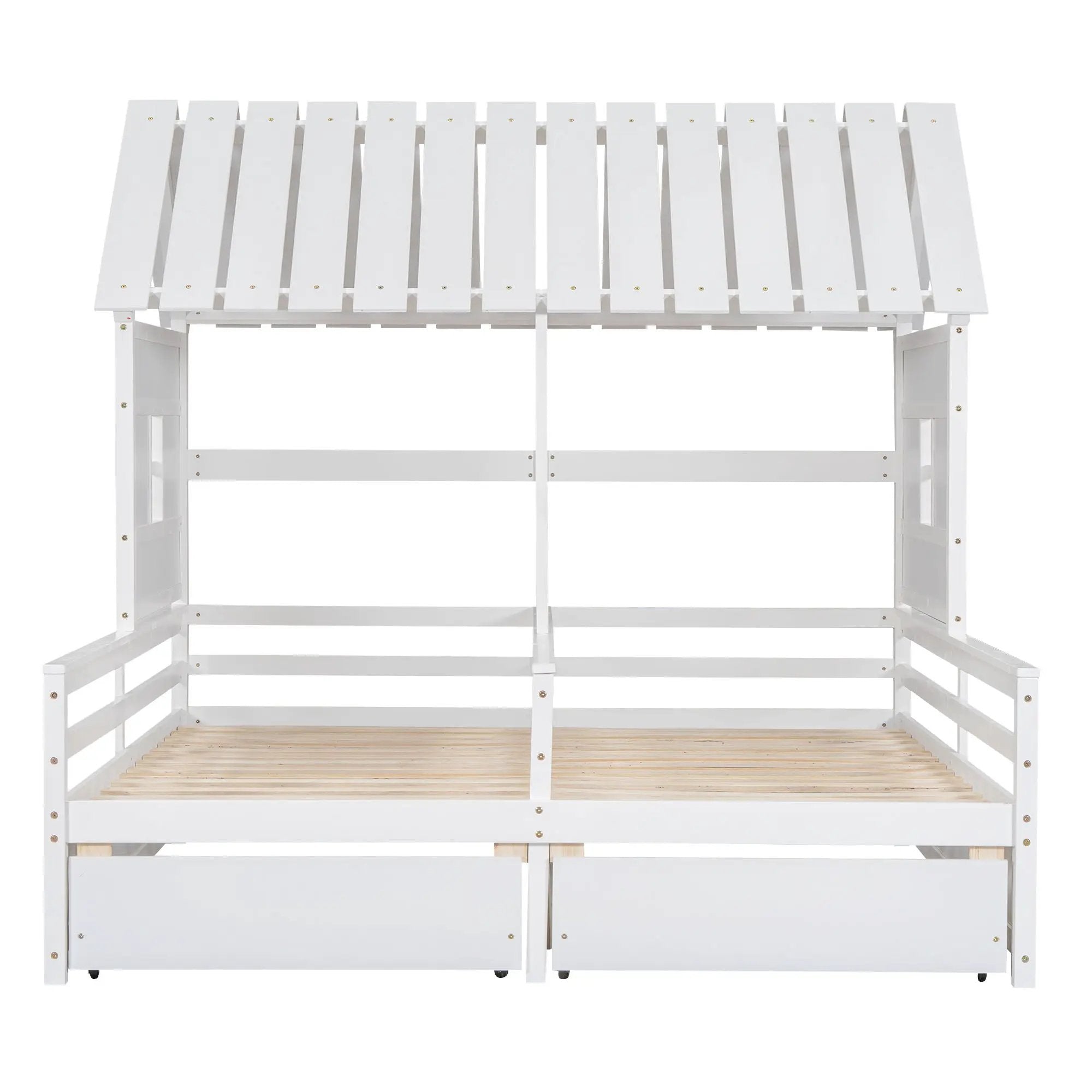 House Platform Beds With 2 Drawers, Side By Side Design by Unique Piece Furniture