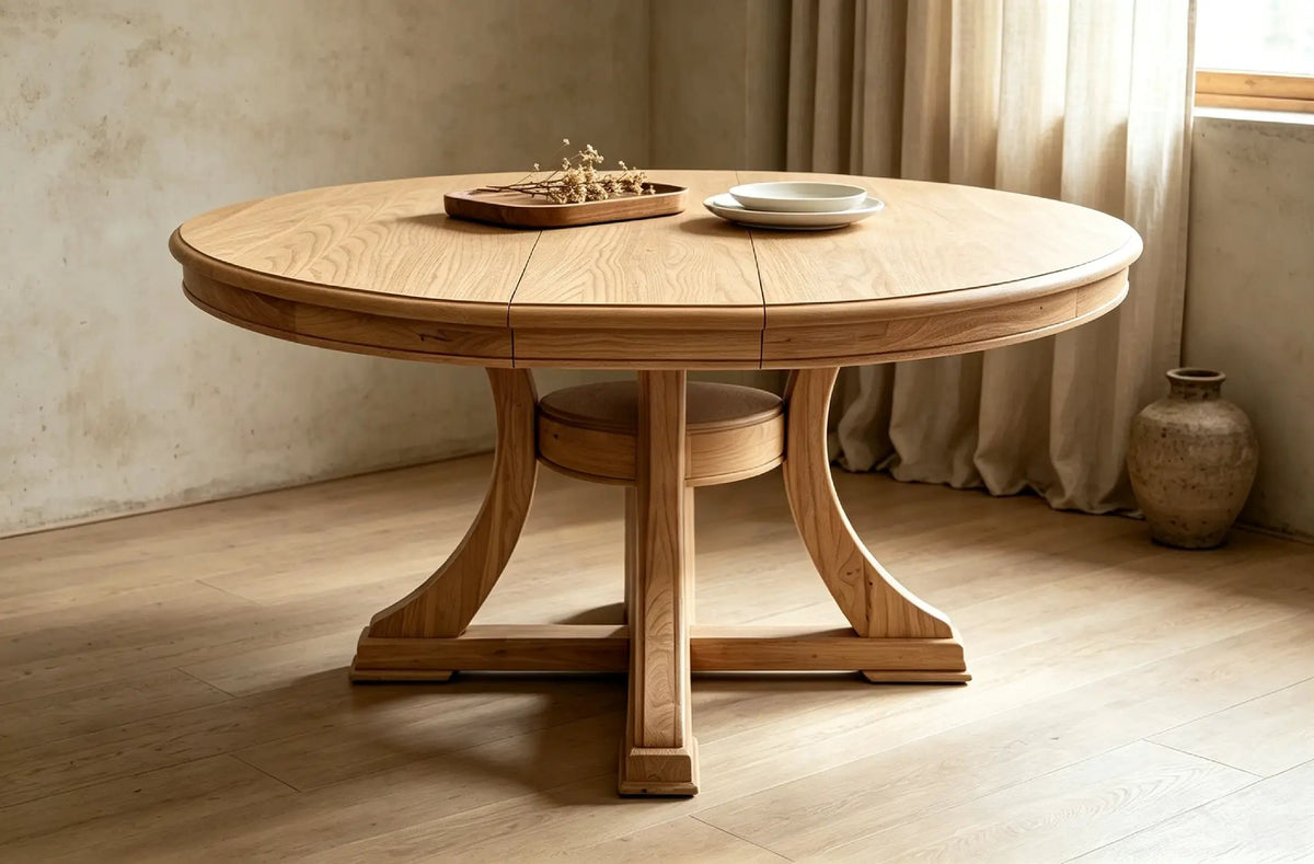 Extendable Round Rubber Wood Dining Table by HouseOfZazla