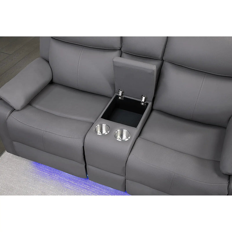 Blanche - Console Reclining Loveseat With LED Lights And Speakers by HouseOfZazla