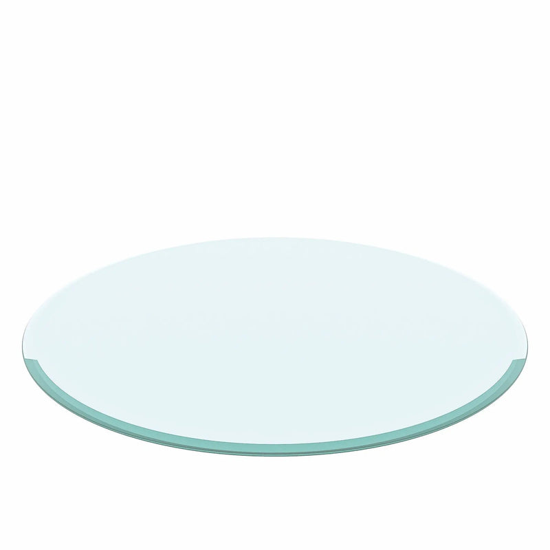 30" Round Tempered Glass Table Top Clear Glass 2 / 5" Thick Beveled Polished Edge - Transparent by HouseOfZazla
