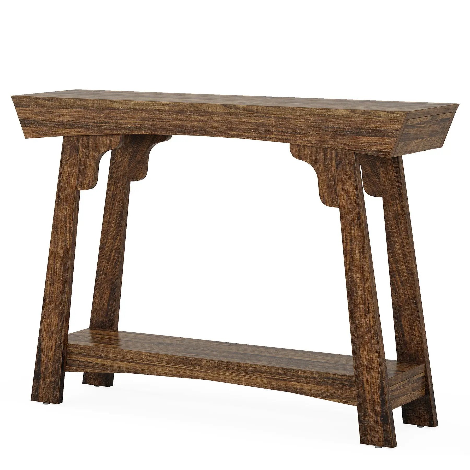 Console Table With 2 Tier Storage - Rustic Brown by HouseOfZazla
