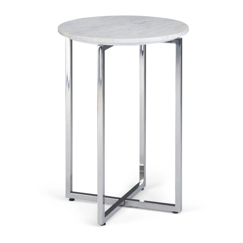 Marsden - Side Table With Polished Base - White / Silver by Unique Piece Furniture