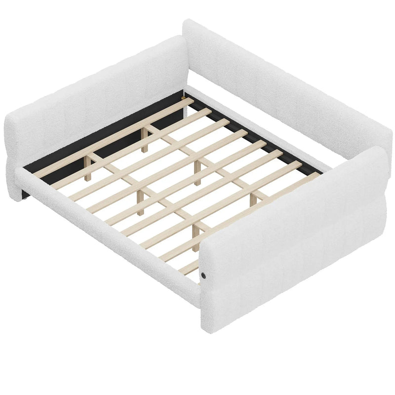 Upholstered Platform Bed With USB Charging