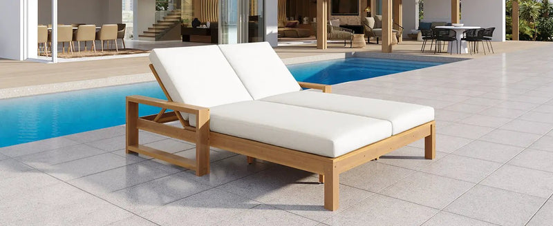 TREXM Outdoor Double Lounge Chair with 5-Position Adjustable Backrest by HouseOfZazla