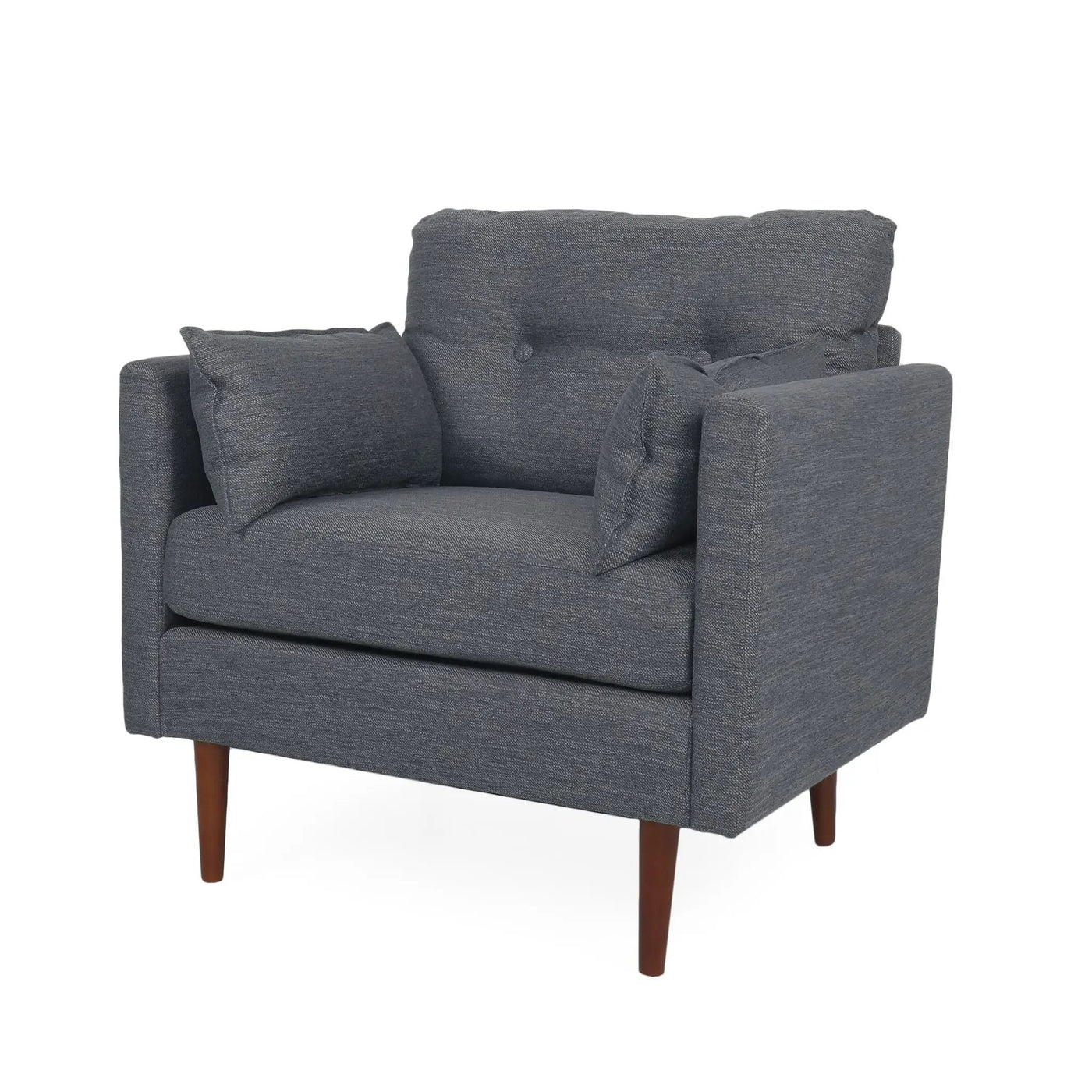 Enchantica Upholstered Fabric Club Chair with Button Tufting and 2 Accent Pillows by HouseOfZazla