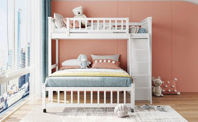 Bunk Bed With 6 Drawers And Flexible Shelves, Bottom Bed With Wheels