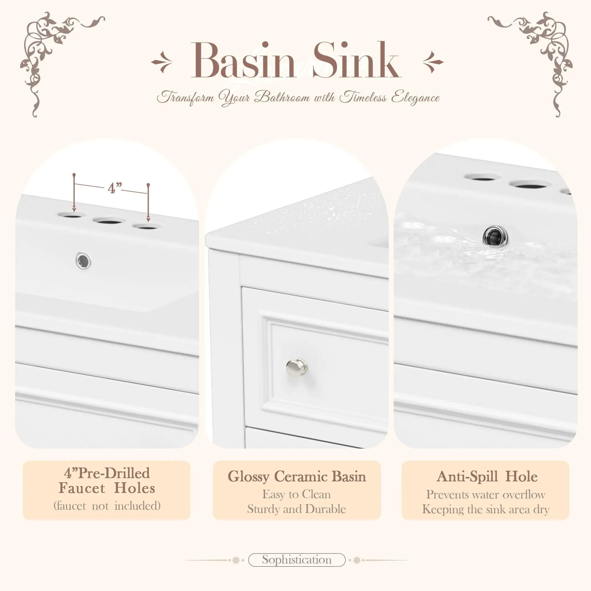 Bathroom Vanity With Medicine Cabinet, Storage Cabinet With 4 Drawers, Adjustable Shelf Mirror by Unique Piece Furniture