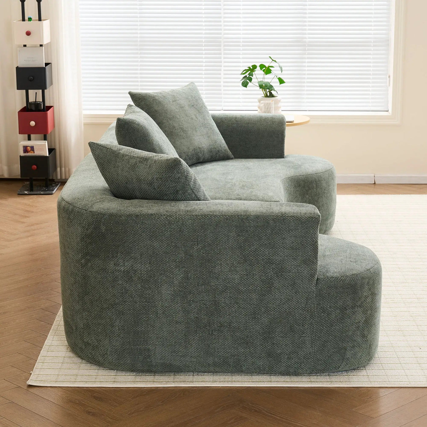 Modern Style Ultra Smooth Curved Sofa With 3 Pillows by Unique Piece Furniture