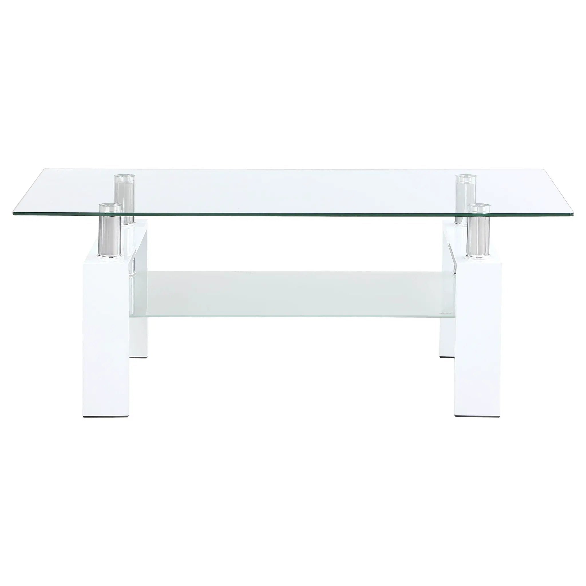 Dyer 1-shelf Rectangular Glass Top Coffee Table White by Unique Piece Furniture